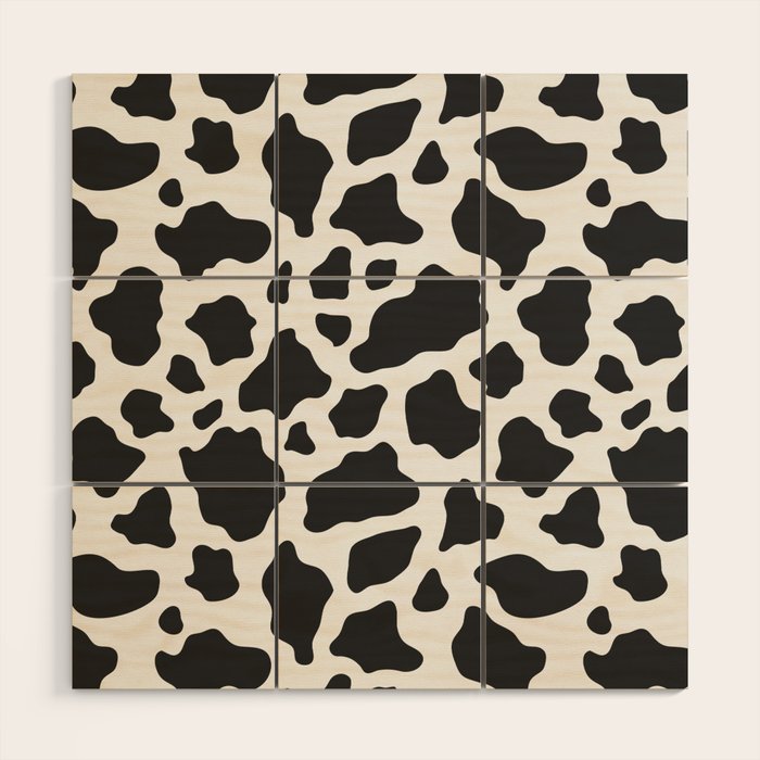 Black and White Cow Print Wood Wall Art Gallery Image 1