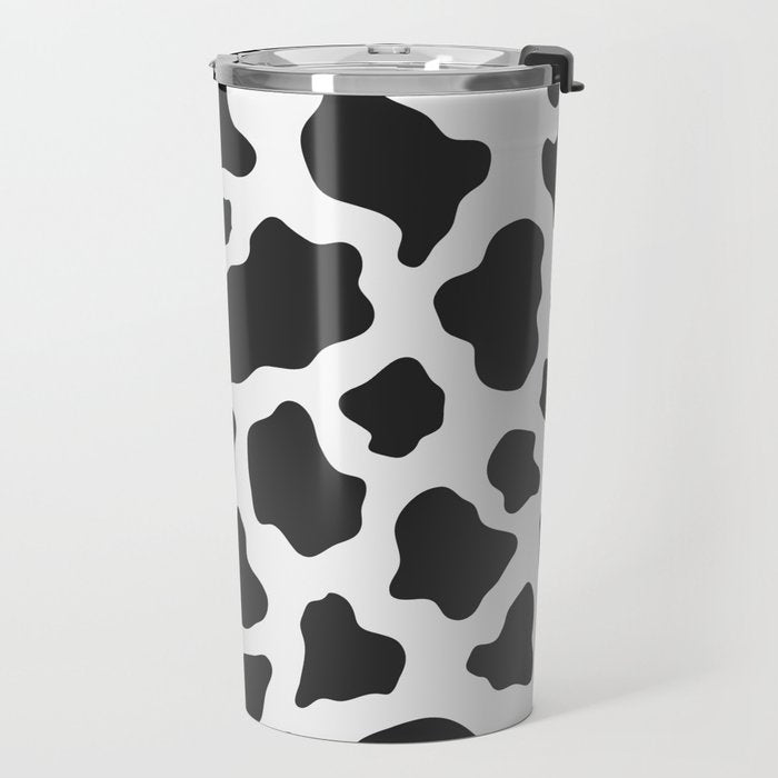Black and White Cow Print Travel Mug Gallery Image 2