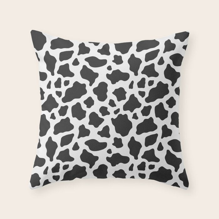 Black and White Cow Print Throw Pillow Gallery Image 1