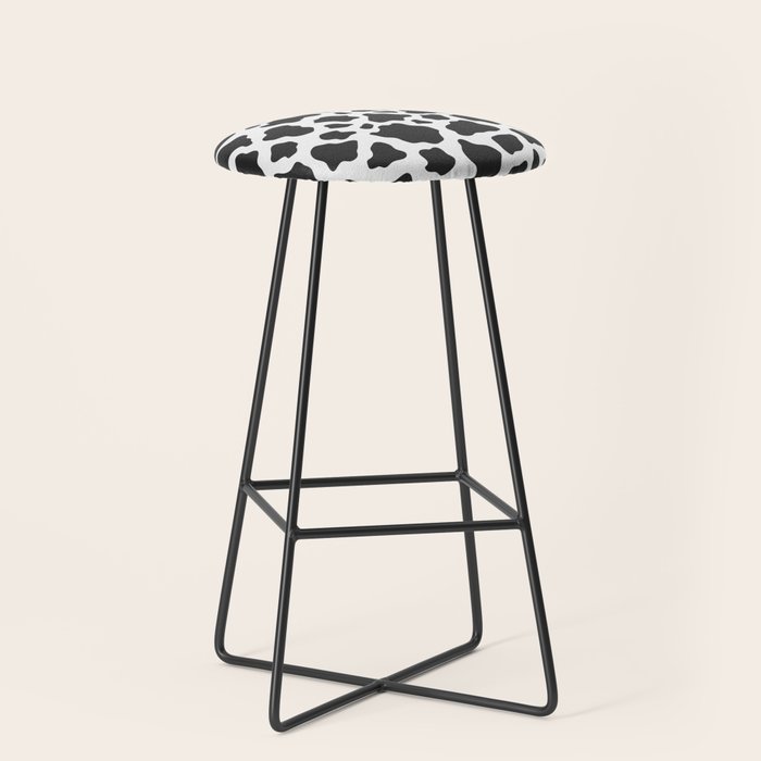 Black and White Cow Print Stool Gallery Image 1
