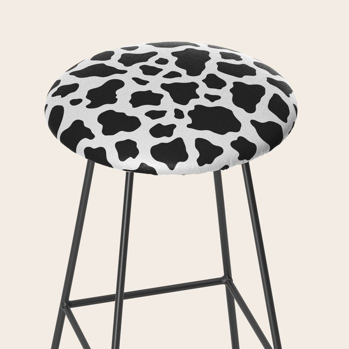 Black and White Cow Print Stool Gallery Image 2