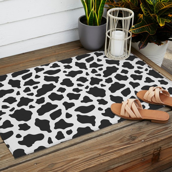 Black and White Cow Print Outdoor Rug Gallery Image 2
