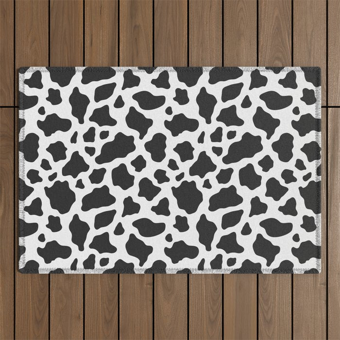 Black and White Cow Print Outdoor Rug Gallery Image 1