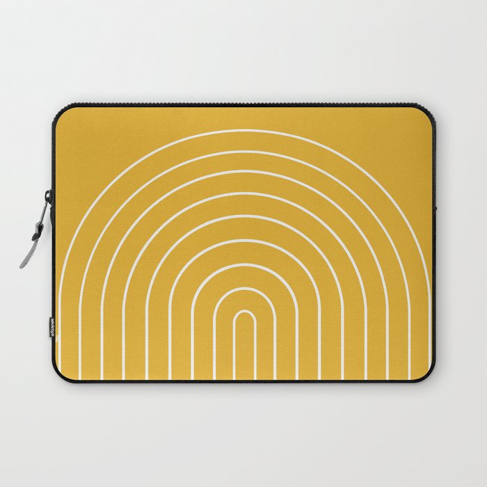 Minimal Arch IX Golden Yellow Modern Geometric Lines Laptop Sleeve Gallery Image 1