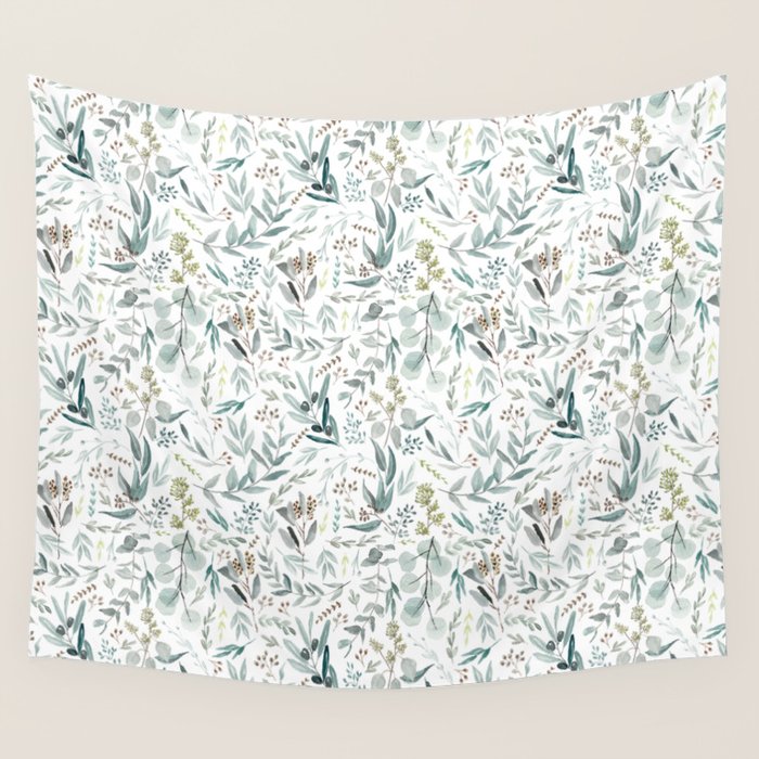Little Eucalyptus Botanical Pattern Wall Tapestry Gallery Image 1