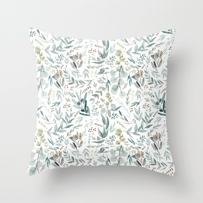Little Eucalyptus Botanical Pattern Throw Pillow Gallery Image 6