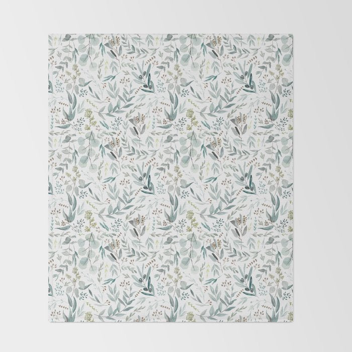 Little Eucalyptus Botanical Pattern Throw Blanket Gallery Image 2