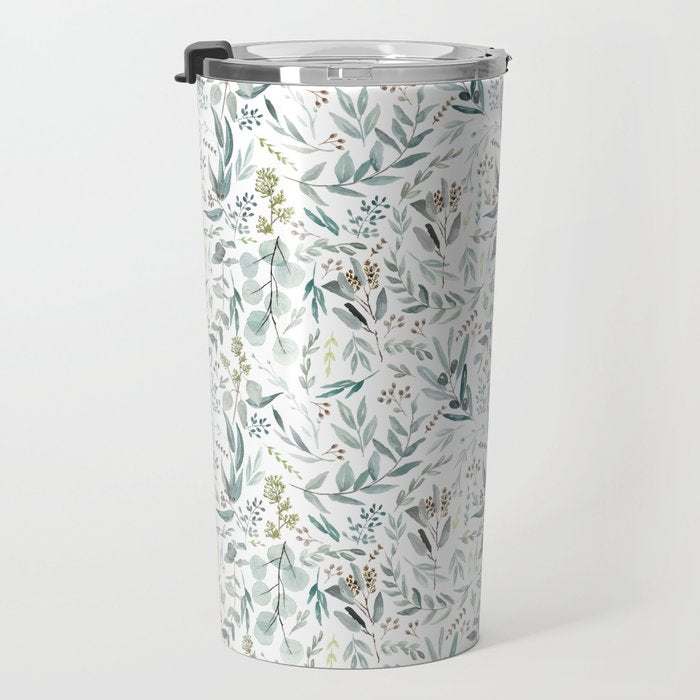 Little Eucalyptus Botanical Pattern Travel Mug Gallery Image 3