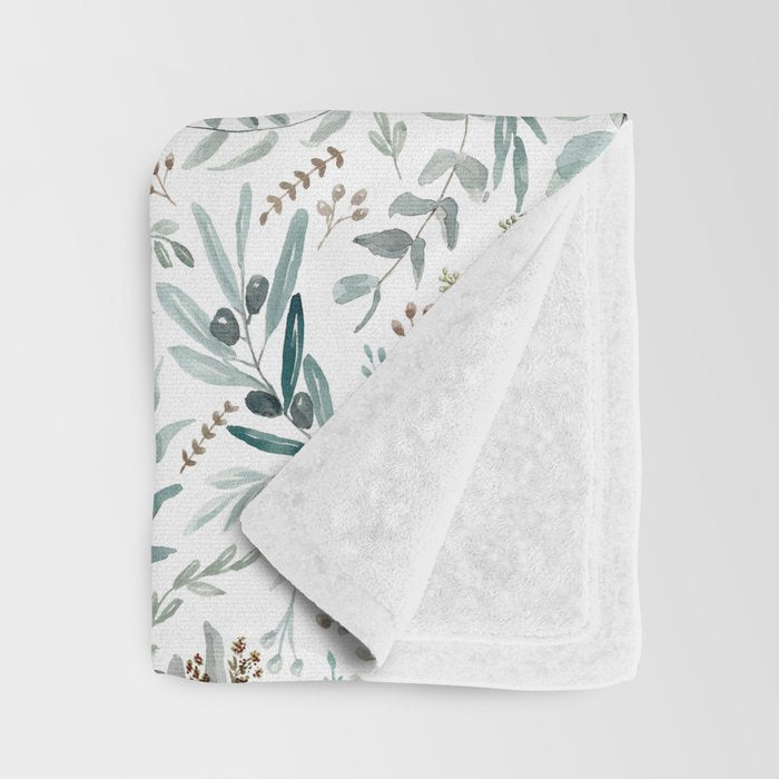 Little Eucalyptus Botanical Pattern Throw Blanket Gallery Image 3