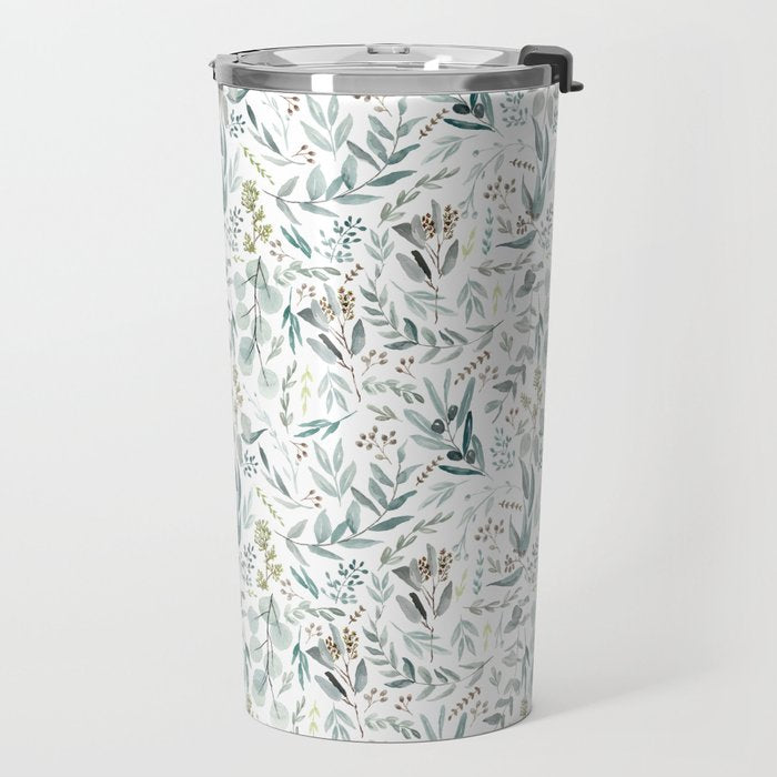 Little Eucalyptus Botanical Pattern Travel Mug Gallery Image 2