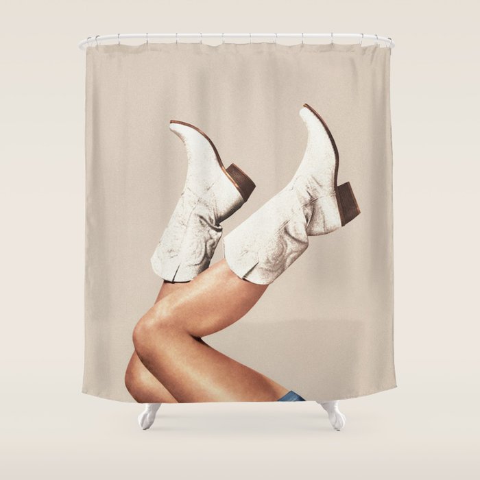 These Boots - Neutral Beige Shower Curtain Gallery Image 1