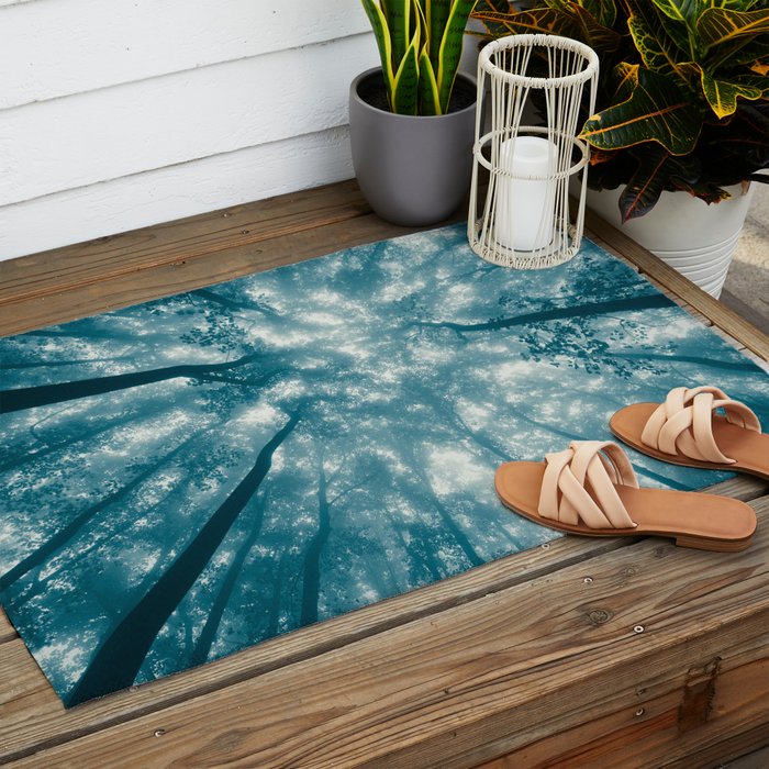 Smoky Mountain Summer Forest Teal - National Park Nature Photography Outdoor Rug Gallery Image 2