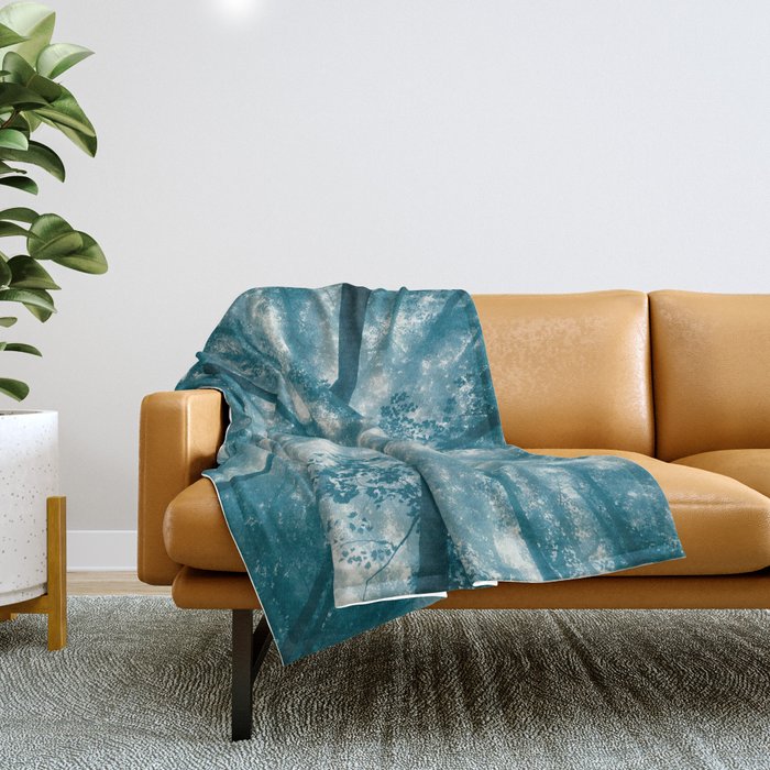 Smoky Mountain Summer Forest Teal - National Park Nature Photography Throw Blanket Gallery Image 1