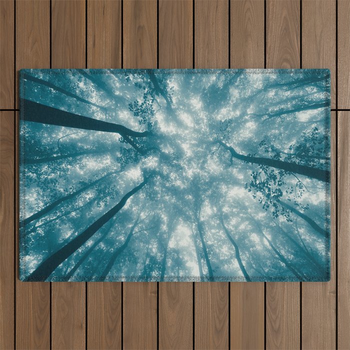 Smoky Mountain Summer Forest Teal - National Park Nature Photography Outdoor Rug Gallery Image 1