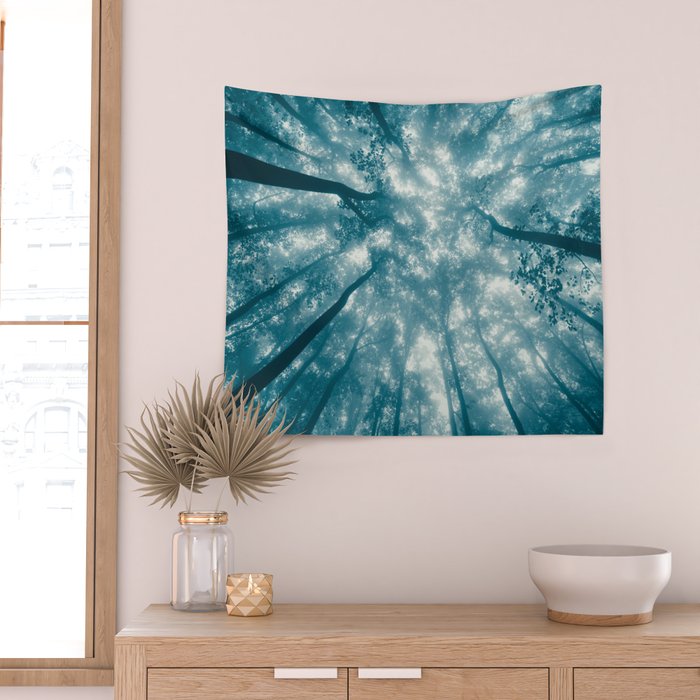 Smoky Mountain Summer Forest Teal - National Park Nature Photography Wall Tapestry Gallery Image 2