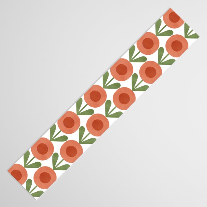 Mid Century Mod Flowers Terracotta  Table Runner Gallery Image 3
