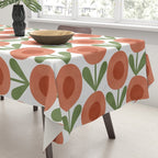 Mid Century Mod Flowers Terracotta  Tablecloth Gallery Image 3