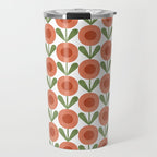 Mid Century Mod Flowers Terracotta  Travel Mug Gallery Image 1