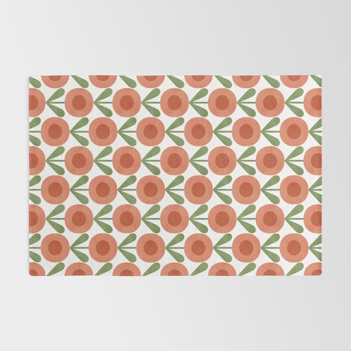 Mid Century Mod Flowers Terracotta  Rug Gallery Image 2