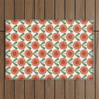 Mid Century Mod Flowers Terracotta  Outdoor Rug Gallery Image 1