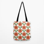 Mid Century Mod Flowers Terracotta  Tote Bag Gallery Image 2