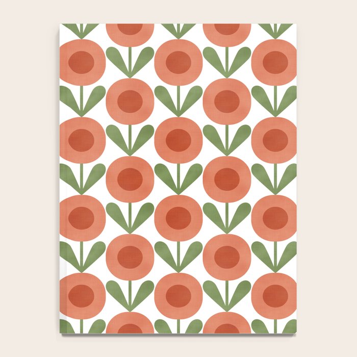 Mid Century Mod Flowers Terracotta  Notebook Gallery Image 4