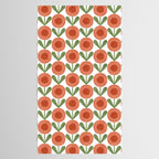 Mid Century Mod Flowers Terracotta  Tablecloth Gallery Image 2