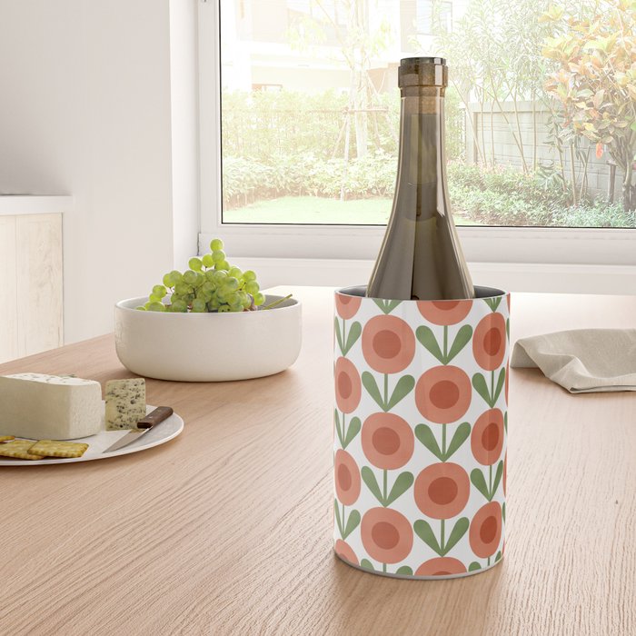 Mid Century Mod Flowers Terracotta  Wine Chiller Gallery Image 4