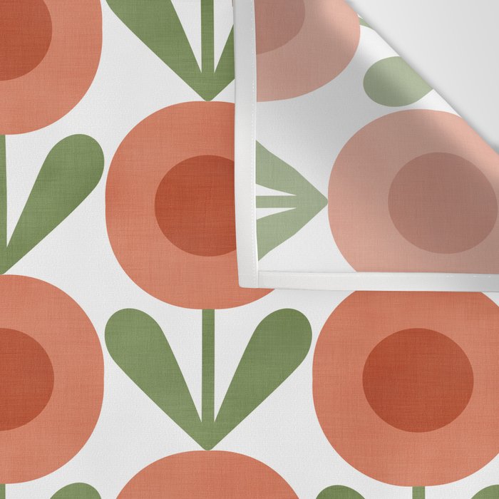 Mid Century Mod Flowers Terracotta  Wall Tapestry Gallery Image 3