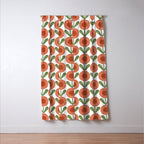 Mid Century Mod Flowers Terracotta  Window Curtain Gallery Image 3