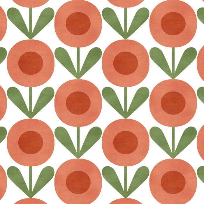 Mid Century Mod Flowers Terracotta  Coffee Mug Gallery Image 2