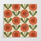 Mid Century Mod Flowers Terracotta  Wood Wall Art Gallery Image 1