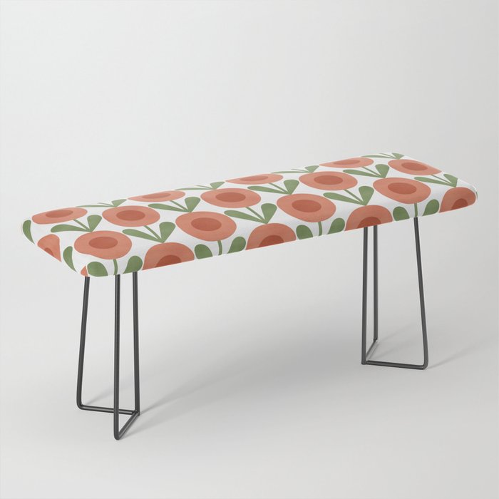 Mid Century Mod Flowers Terracotta  Bench Gallery Image 1