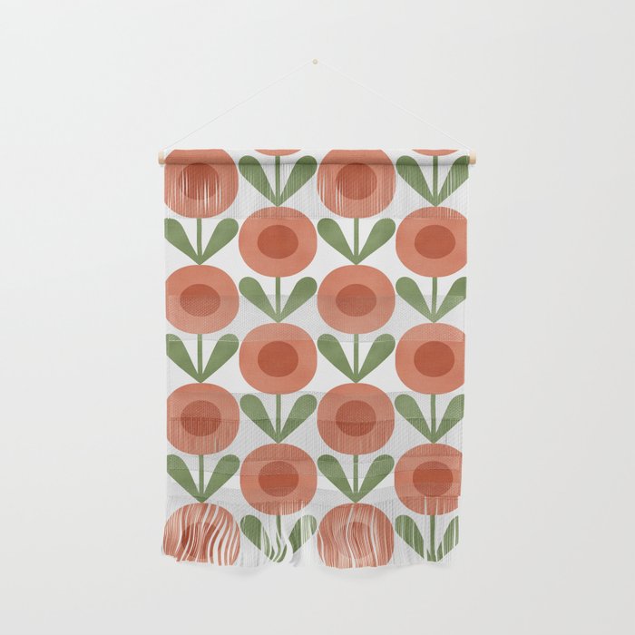 Mid Century Mod Flowers Terracotta  Wall Hanging Gallery Image 1