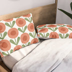 Mid Century Mod Flowers Terracotta  Pillow Sham Gallery Image 2