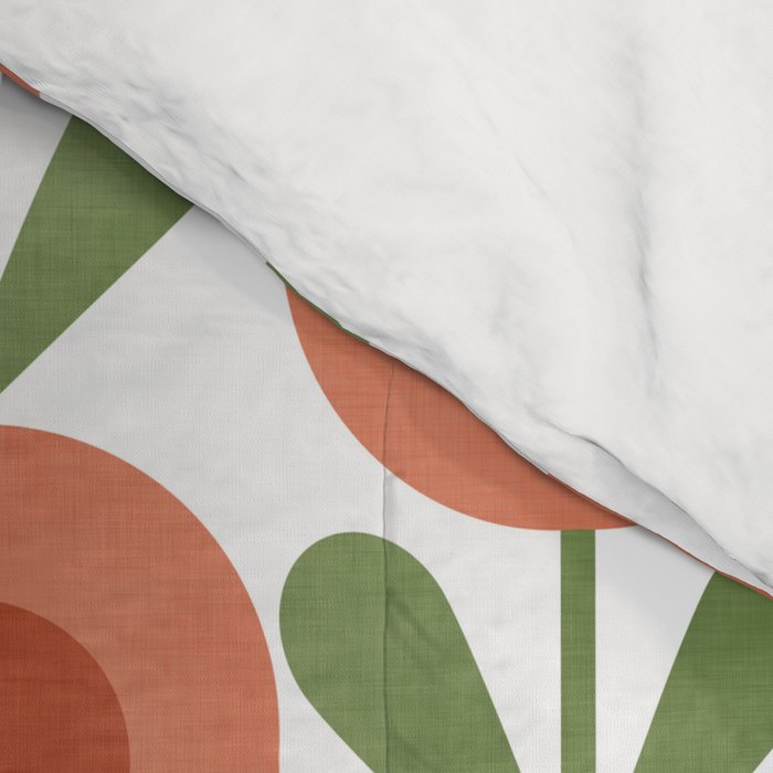 Mid Century Mod Flowers Terracotta  Comforter Gallery Image 4