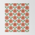 Mid Century Mod Flowers Terracotta  Throw Blanket Gallery Image 2