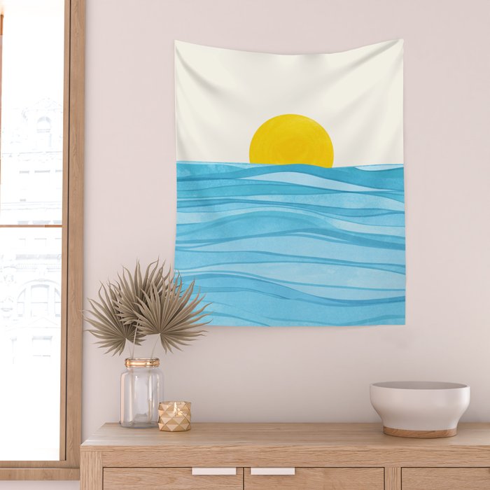 Seaside Sunrise View Wall Tapestry Gallery Image 2