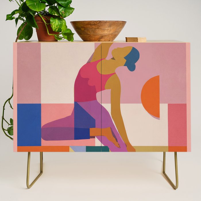 Abstract Yoga Pose Credenza Gallery Image 1