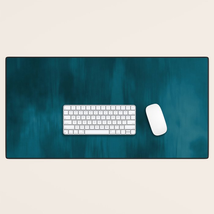 Tropical Dark Teal Inspired by Sherwin Williams 2020 Trending Color Oceanside SW6496 Fusion Water Color Blend Desk Mat Gallery Image 1