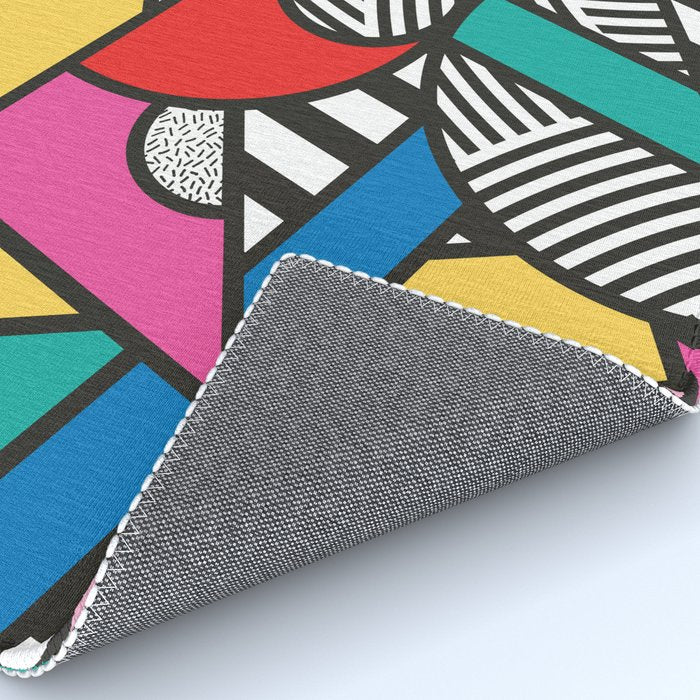 Colorful Memphis Milano Modern Geometric Shapes - 80s 90s retro electroclash pop art Aztec Rug Gallery Image 4