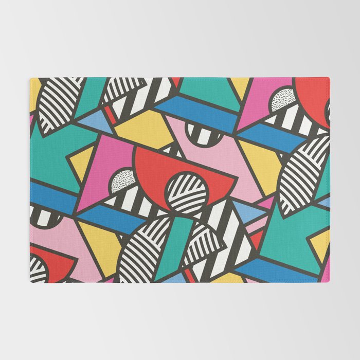 Colorful Memphis Milano Modern Geometric Shapes - 80s 90s retro electroclash pop art Aztec Rug Gallery Image 2