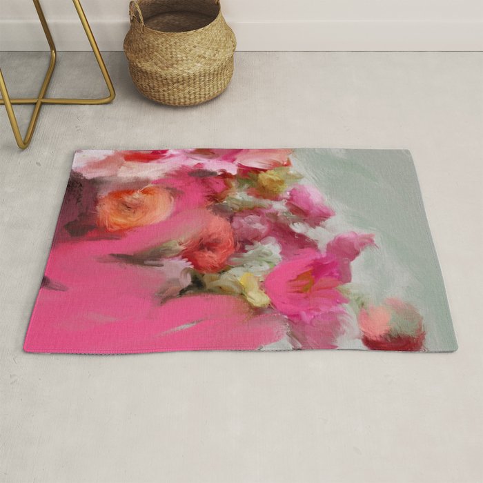 Bouquet floral abstract art Rug Gallery Image 1