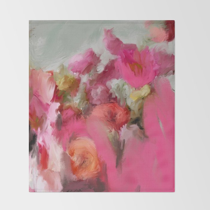 Bouquet floral abstract art Throw Blanket Gallery Image 2