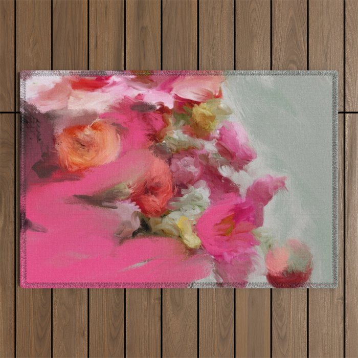 Bouquet floral abstract art Outdoor Rug Gallery Image 1