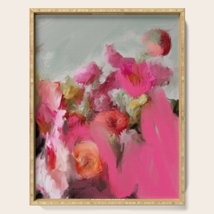 Bouquet floral abstract art Serving Tray Gallery Image 1