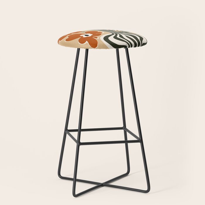 Retro flowerpot with stripe  Stool Gallery Image 1