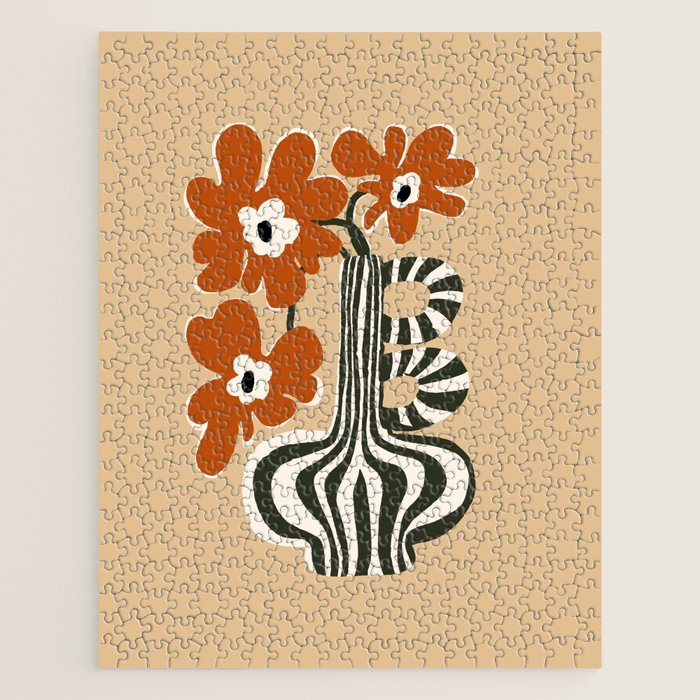 Retro flowerpot with stripe  Jigsaw Puzzle Gallery Image 1