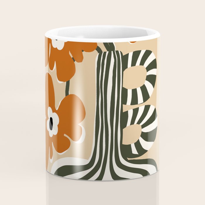 Retro flowerpot with stripe  Coffee Mug Gallery Image 4