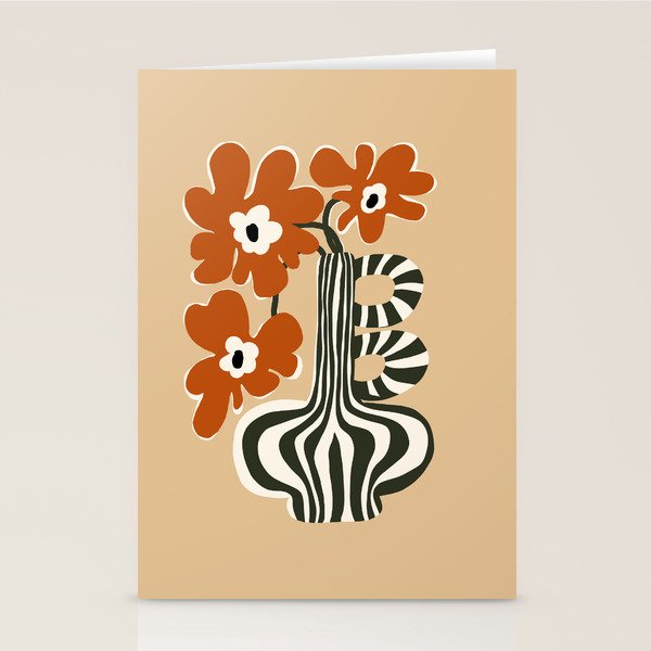Retro flowerpot with stripe  Stationery Card Gallery Image 2